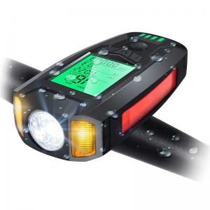 AS0808 bike front light, 5 in 1 horn light speedometer